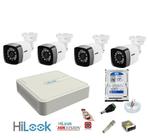 Kit 4 Câmeras Hd Dvr Hilook By Hikvision 4 Canais C/Hd 500gb