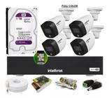 Kit 4 Cameras Intelbras Full Color Dvr 8ch Full C/ Purple 1t