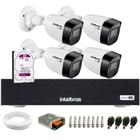 Kit 4 Câmeras Intelbras VHD 1130 B HD 720p Visão Noturna 30m Resistente à Chuva IP67 + Dvr Intelbras MHDX 1104-C 4 Canais + HD 2TB