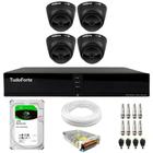 Kit 4 Câmeras Intelbras VHD 1220 D Dome Black Full HD 1080p, Lente 2.8mm, Visão Noturna 20m + Dvr Tudo Forte TFHDX 3304 4 Canais + HD 2TB BarraCuda