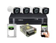 Kit 4 Cameras Seg 20 Mts Full Hd Dvr 1104 Intelbras Sem Cabo