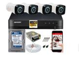 Kit 4 Cameras Segurança 1080 Full Hd Dvr Hikvision 4ch Alta Resolução c/ Acessórios