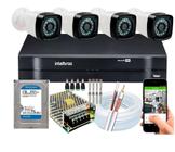 Kit 4 Cameras Segurança 1080 Full Hd Dvr Intelbras 4ch mhdx Alta Resolução c/ Acessórios