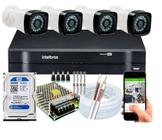 Kit 4 Cameras Segurança 1080 Full Hd Dvr Intelbras 4ch mhdx Alta Resolução c/ Acessórios