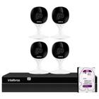 Kit 4 Câmeras Wi-Fi iMx C Intelbras Visão Superwide e Compatível Alexa Cor Branca + Gravador Intelbras NVR NVD 1404 4 Canais + HD 1TB Purple