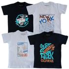 Kit 4 Camiseta Infantil Verão Roupa Masculina Estampada Criança Cor Sortida