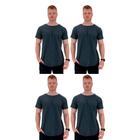 Kit 4 Camiseta Longline MXD Conceito Slim Cores Básicas e Mescladas Lisas