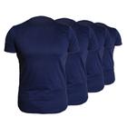 Kit 4 Camiseta Manga Curta Azul Marinho Algodão 100% Básica Lisa Camisa shirt