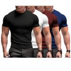 Kit 4 Camiseta Masculina Slim Canelada Manga Curta Premium