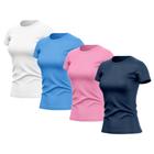 Kit 4 Camisetas Feminina Dry Fit Básica Lisa Proteção Solar UV Térmica Blusa Academia Esporte Camisa - Adriben