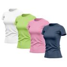 Kit 4 Camisetas Feminina Manga Curta Dry Fit Basica Lisa Proteção Solar Uv