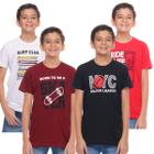 Kit 4 Camisetas Infantil Juvenil Masculino Gola Redonda 100%Algodão