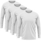 Kit 4 Camisetas Manga Longa Proteção Solar Uv50 Ice Tecido Gelado 4 Brancas