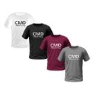 Kit 4 Camisetas Masculinas Manga Curta Estampada Premium (Cinza, Vinho, Branco, Preto)