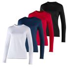 Kit 4 Camisetas Proteção Solar Feminina Manga Longa Uv50+ 1 Preta 1 Marinho 1 vermelha 1 Branca