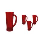 Kit 4 Caneca Chopp Cristal Vermelho 430Ml Plástico - Bb Store