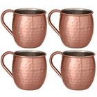 Kit 4 Canecas Moscow Mule Inox Rose Bronze Drink 500ml