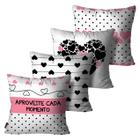 Kit 4 Capa Almofadas Decorativa Rosa, Preto e Branco 45x45cm - Mdecore