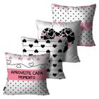 Kit 4 Capa Almofadas Decorativa Rosa, Preto E Branco 45X45Cm - Mdecore