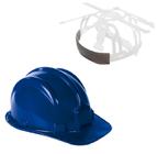 Kit 4 Capacete P/ Pedreiro Obra Azul Construção C/ Carneira - PLASTCOR