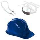 Kit 4 capacete plt plastcor em polietileno selo inmetro azul escuro + 4 jugular para capacete plastcor pvc c.a. 31469