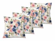 Kit 4 Capas Almofada Decorativas Flores Zipper Floral 07