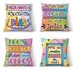 Kit 4 Capas Almofada Decorativas Frases Motivacionais Zipper - Prime Decor House