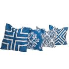 Kit 4 Capas Almofada Tecido Blue Grecia 42x42 cm Decorativa