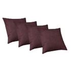 Kit 4 Capas Almofadas 50x50cm Decorativas Com Ziper Invisivel Suede Luxo Glamour Bordo - Love4home