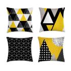 Kit 4 Capas Almofadas Escandinavo Amarelo E Preto 45X45 - Kombigode