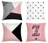 kit 4 capas almofadas geométricas rosa e preto II