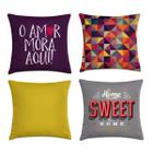 Kit 4 Capas Almofadas Home Sweet Home 45X45