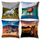 Kit 4 Capas de Almofada 40cm Estampada Cavalo Invisível - Mercado Bordado