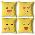 Kit 4 Capas De Almofada 40Cmx40Cm Estampadas Emoji Digital - Mercado Bordado