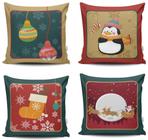 Kit 4 Capas de Almofada Decorativas Estampadas - Natal 47 - VKAZA