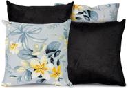 Kit 4 Capas de Almofada Decorativas para Sofá Estampa Azul com Preto - CasaHome