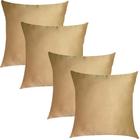 Kit 4 Capas de Almofadas Cetim Dourado 45x45cm