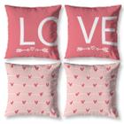 Kit 4 Capas de Almofadas Cheias Estampa LOVE - 40cm X 40cm Estampada Digital