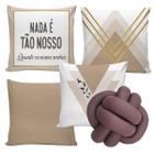 Kit 4 Capas de Almofadas Decorativa dy0174 e 1 Almofada Nó Nossos Sonhos