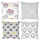 Kit 4 Capas De Almofadas Decorativa Princesa Animais Fofinhos - Core Decore