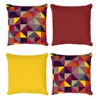 Kit 4 Capas De Almofadas Decorativas Escandinavo Triângulo Vermelho