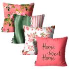 Kit 4 Capas de Almofadas Decorativas Home Sweet Home 45x45cm