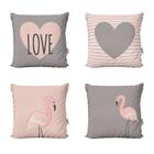 Kit 4 Capas De Almofadas Flamingos Love Decorativas 40X40