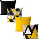 Kit 4 Capas De Almofadas Geométrica Amarelo Preto 40X40Cm