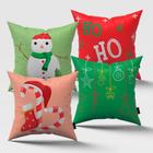 Kit 4 Capas de Almofadas Natal Ho Ho Ho Com Zíper Invisível 45x45