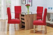 Kit 4 capas de cadeira jantar malha com elástico vermelho