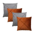 Kit 4 Capas para Almofada Drapeada em Veludo Quadrada Várias Cores