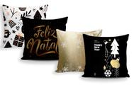 Kit 4 Capas para Almofada Natal Divertidas Personagens Merry Christmas Papai Noel Decoração Natalina