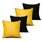 Kit 4 Capas Para Almofadas Decorativa Lisa 40x40 Amarelo Preto