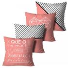 Kit 4 Capas para Almofadas Que O Amor Cresça Decoração com Mensagem Inspiradora